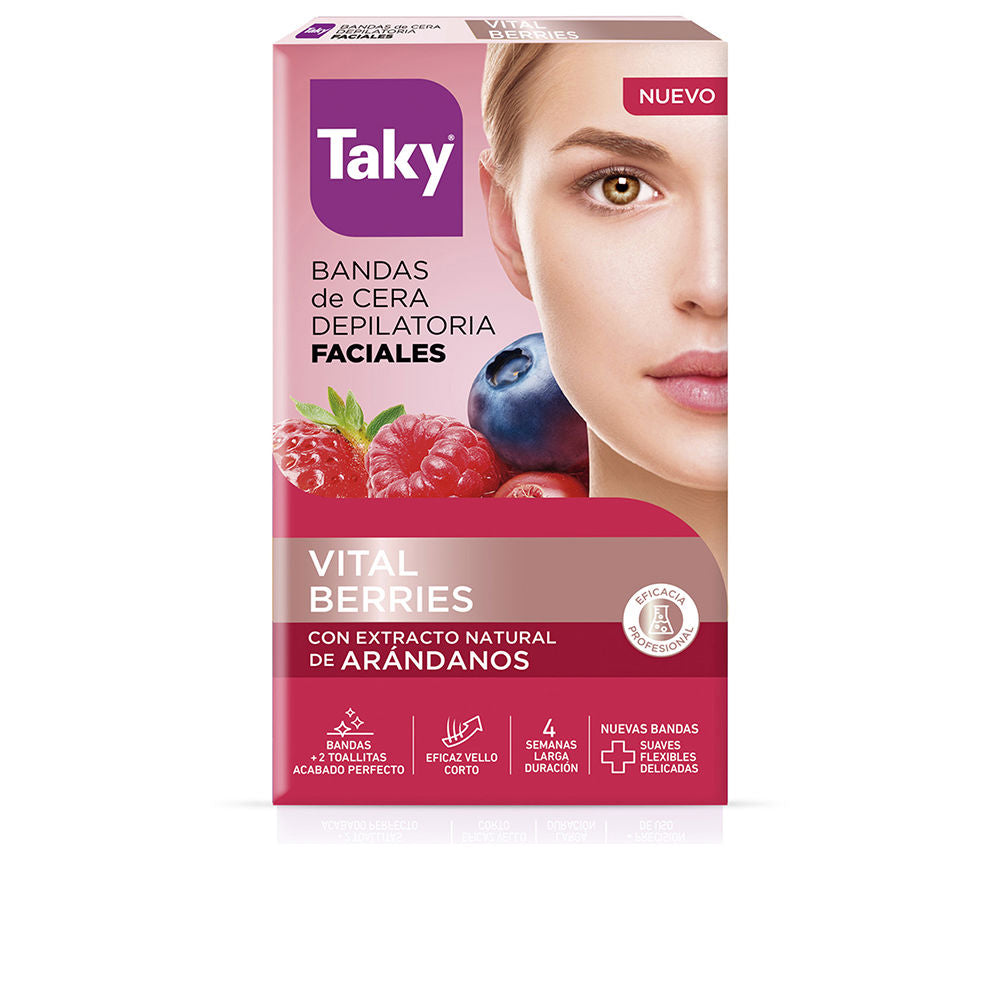 TAKY FRUTOS ROJOS bandas cera faciales depilatorias 16 u
