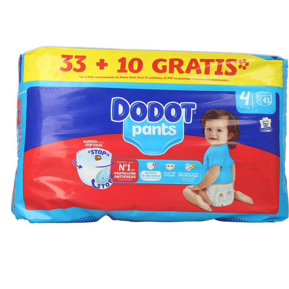 DODOT DODOT PANTS pañal-braguita talla 4 9-15 kg 43 u