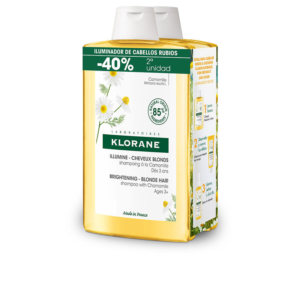 KLORANE A LA CAMOMILA champú iluminador reflejos rubios duo 2 x 400 ml