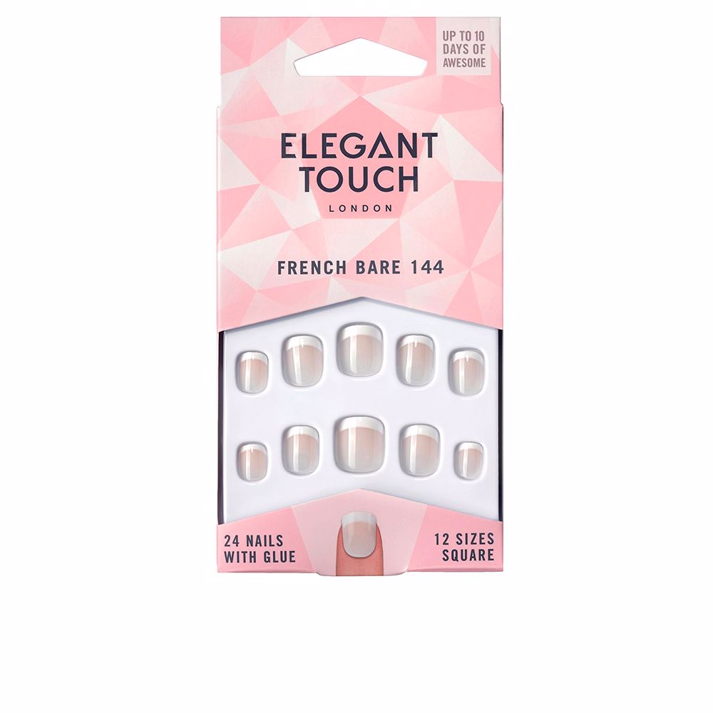 ELEGANT TOUCH FRENCH bare nails with glue square #144-XS 24 u
