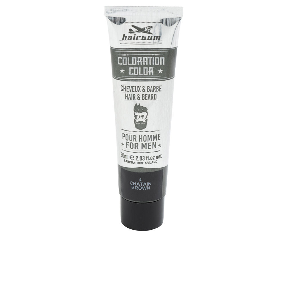 HAIRGUM COLORATION tinte para barba y cabello #4-Castaño 60 gr