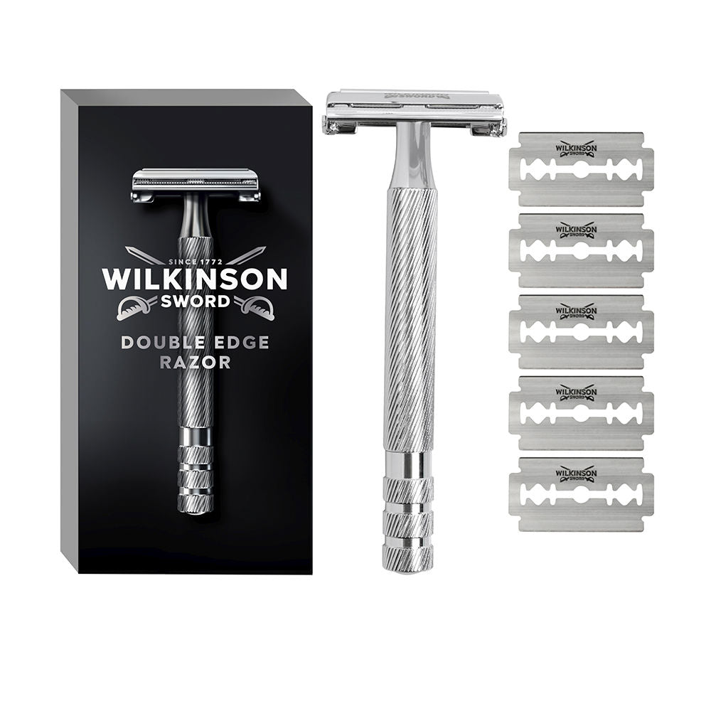 WILKINSON DOUBLE EDGE RAZOR máquina + 6 hojas de recambios 6 u