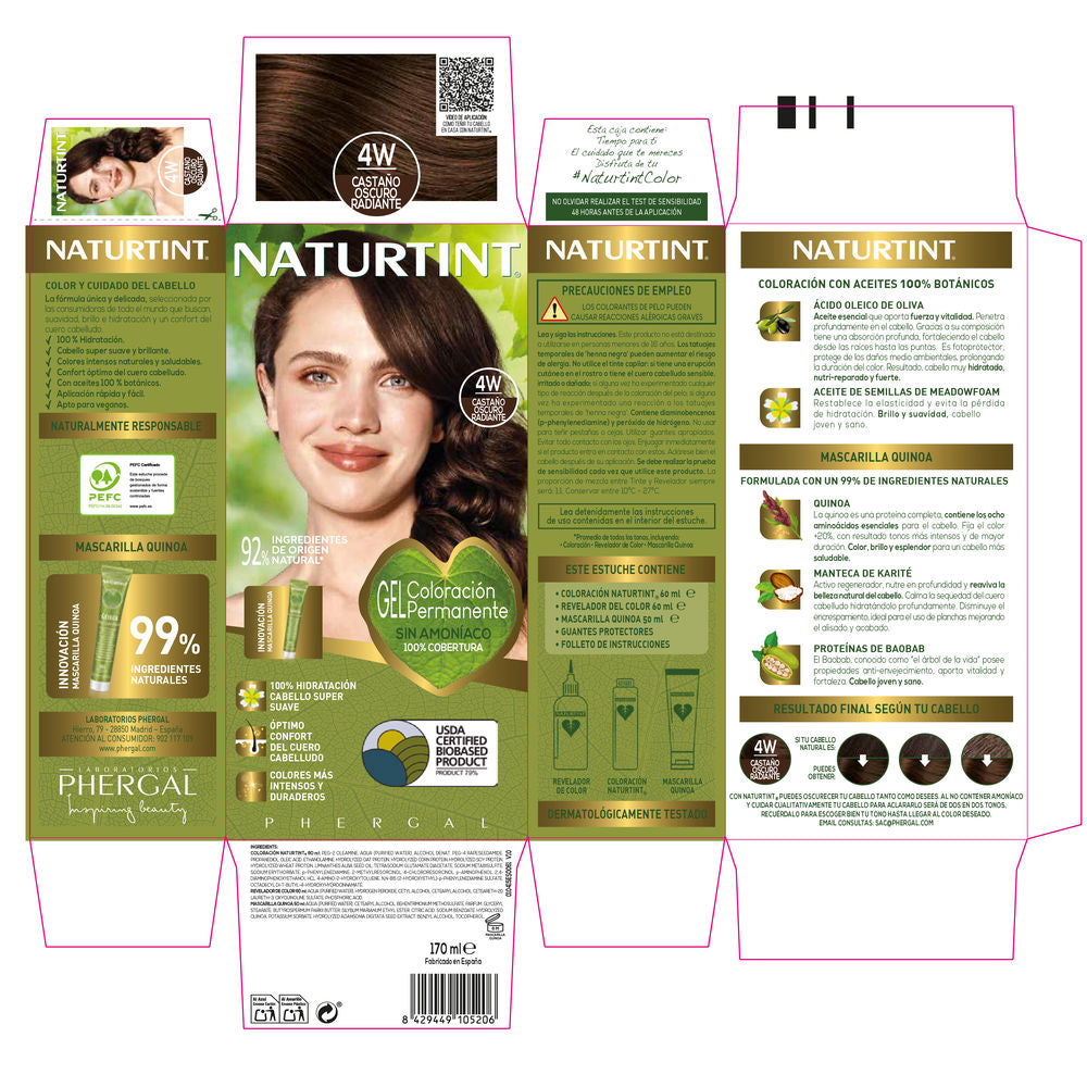 NATURTINT NATURTINT tinte sin amoniaco #4W-Castaño Oscuro Radiante 170 ml