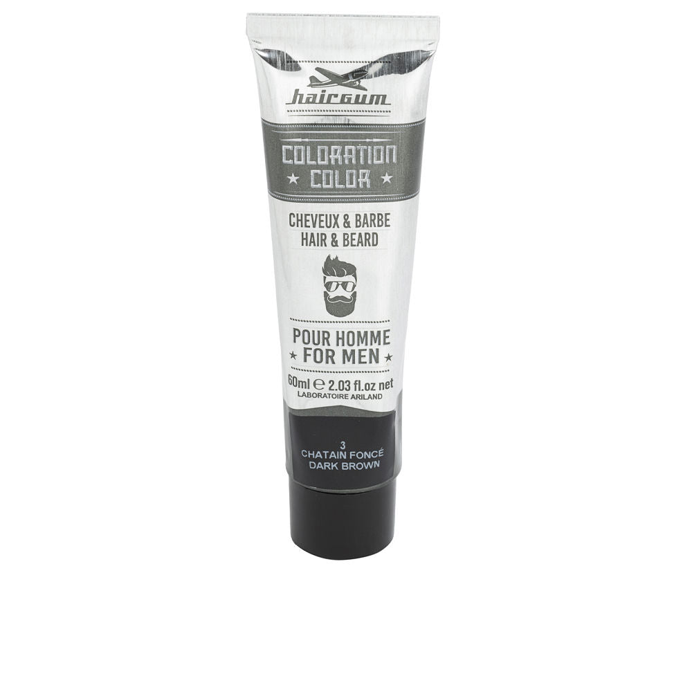 HAIRGUM COLORATION tinte para barba y cabello #3-Castaño Oscuro 60 gr