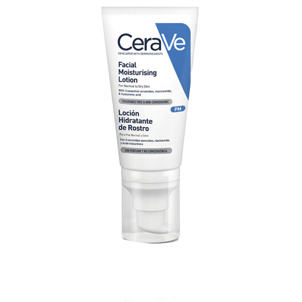 CERAVE LOCIÓN hidratante de rostro para piel normal y seca con ácido hialurónico y niacinamida 52 ml