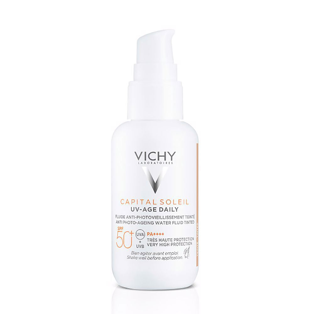 VICHY CAPITAL SOLEIL UV-AGE DAILY CON COLOR WATER FLUID antifotoenvejecimiento UVB SPF50+ UVA 40 ml