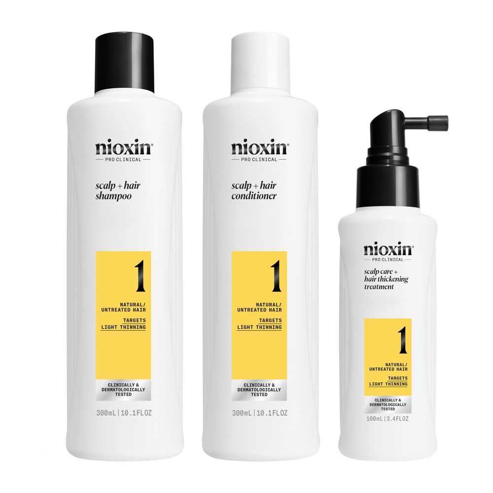 NIOXIN SISTEMA 1 – Kit - Tratamiento para Cabello Natural con Debilitamiento Leve 3 u