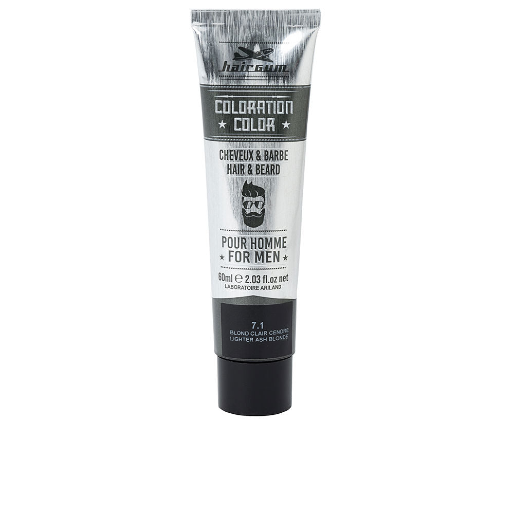 HAIRGUM COLORATION tinte para barba y cabello #7.1-Rubio Claro Ceniza 60 gr
