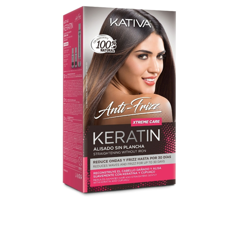 KATIVA KERATIN ANTI-FRIZZ alisado brasileño sin plancha xtrem care 30 días 3 u