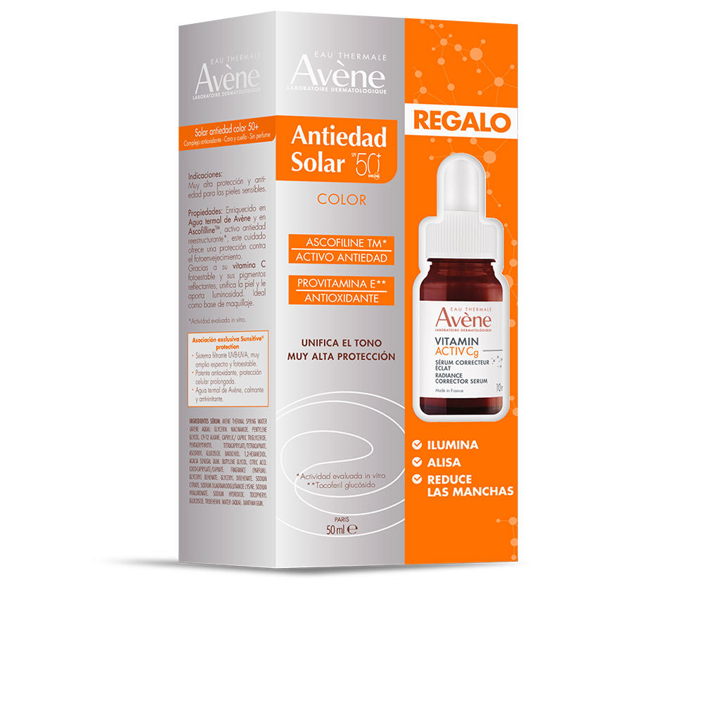 AVÈNE SOLAIRE ANTIEDAD CON COLOR SPF50+ ESTUCHE 2 pz