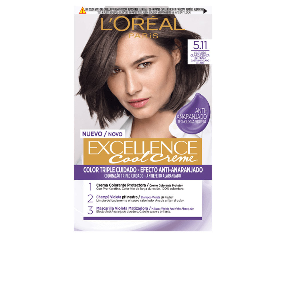 L'ORÉAL PARIS EXCELLENCE COOL tinte #5.11-castaño claro ceniza intenso 192 ml