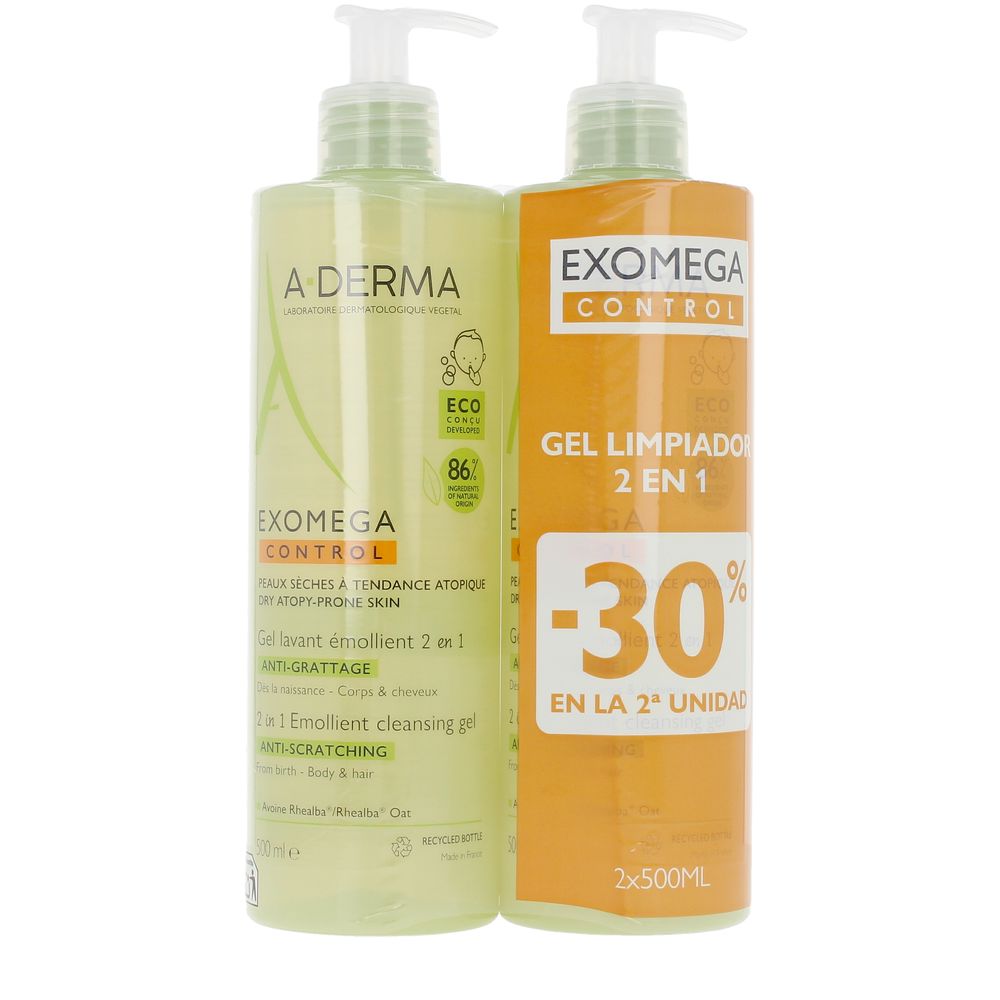 A-DERMA EXOMEGA CONTROL gel emoliente 2en1 pack 2 x 500 ml