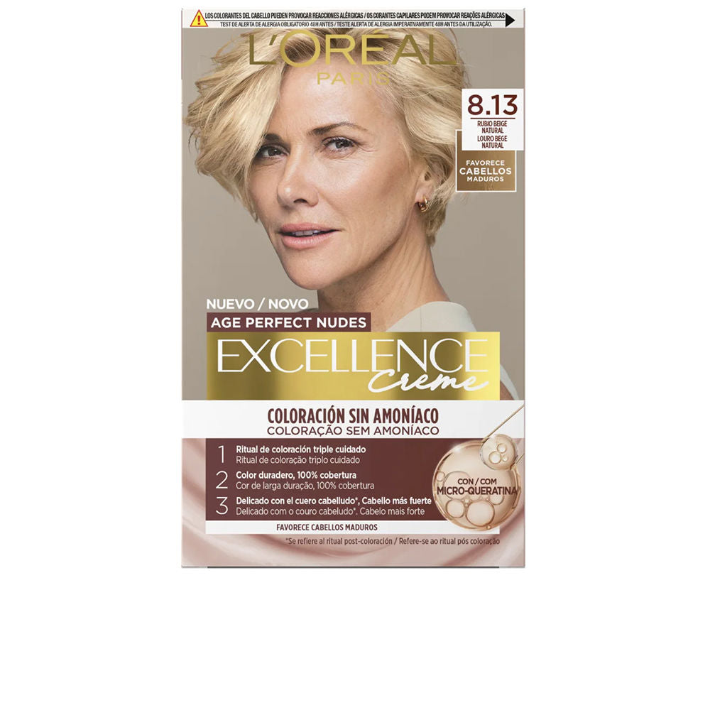 L'ORÉAL PARIS EXCELLENCE CREME coloración sin amoníaco con micro-queratina #8.13-Rubio Beige 1 u