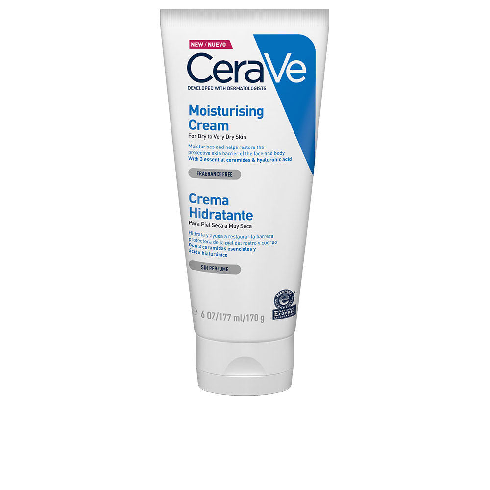 CERAVE CREMA HIDRATANTE para rostro y cuerpo formulada con ácido hialurónico y ceramidas esenciales 170 gr