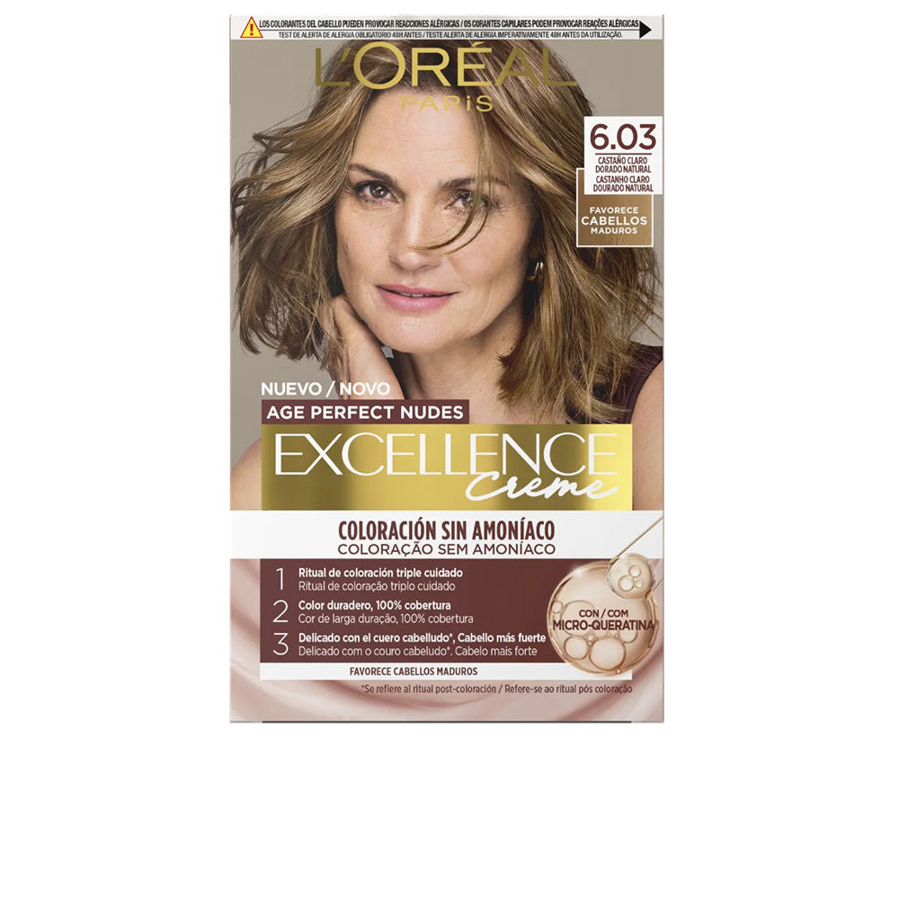L'ORÉAL PARIS EXCELLENCE CREME coloración sin amoníaco con micro-queratina #6.03-Castaño Claro 1 u