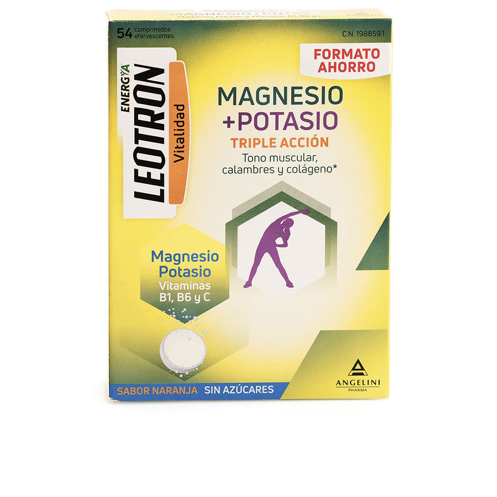LEOTRON ENERGÍA MAGNESIO + POTASIO triple acción comprimidos efervescentes #Naranja 54 u