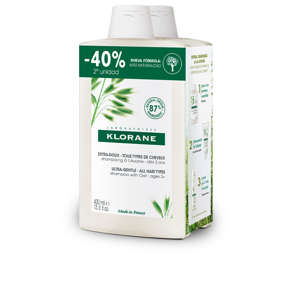 KLORANE A LA LECHE DE AVENA champú extrasuave duo 2 x 400 ml