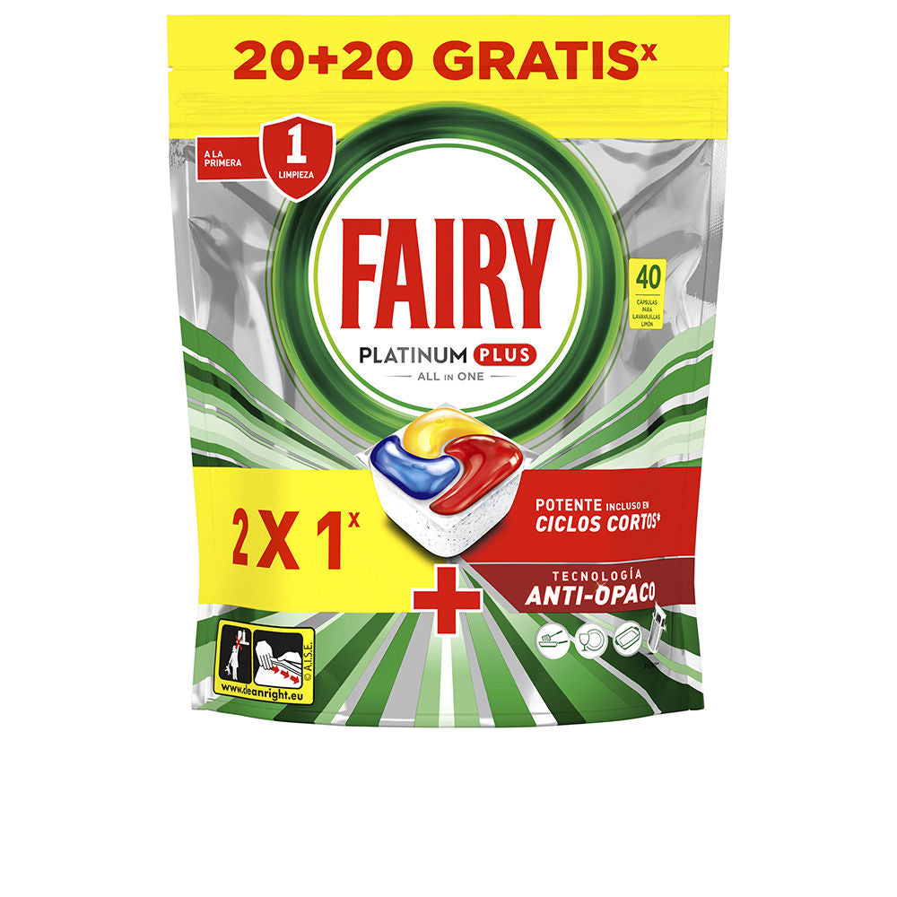 FAIRY FAIRY PLATINUM PLUS lavavajillas 40 cápsulas