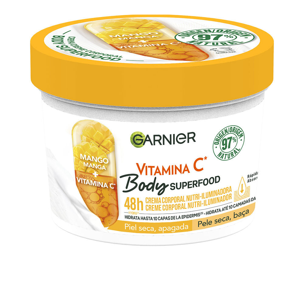 GARNIER BODY SUPERFOOD MANGO crema corporal nutri-iluminadora piel seca apagada 380 ml